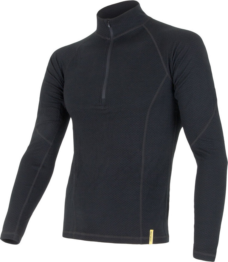 Pánské merino tričko SENSOR df černá/zip Velikost: XL, Barva: černá