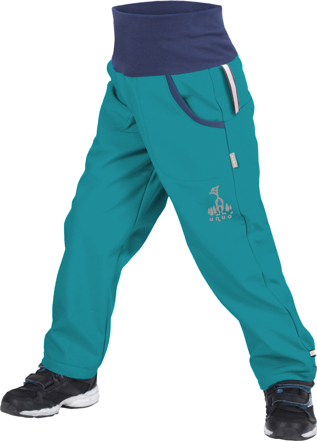 Dětské softshellové kalhoty UNUO s fleecem, Smaragdová Velikost: 104/110