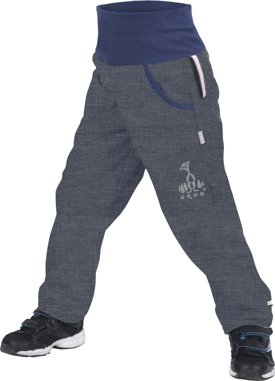 Dětské softshellové kalhoty s fleecem UNUO, Žíhaná Antracitová Velikost: 128/134