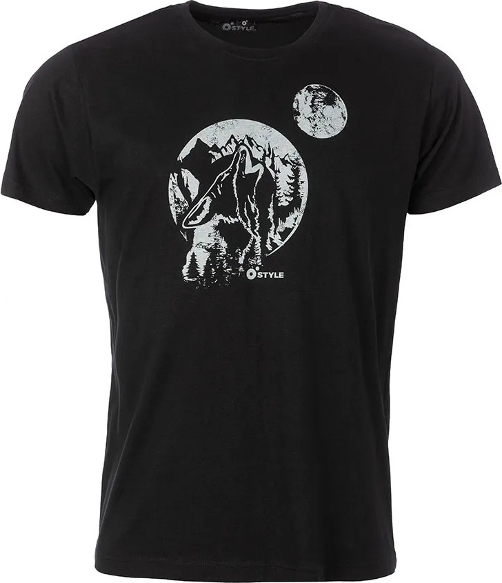 Pánské bavlněné triko O'STYLE Wolf černé Velikost: 4XL
