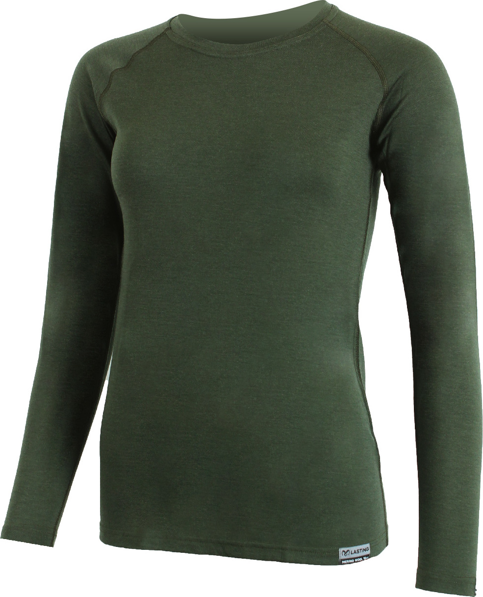 Dámské merino triko LASTING Atila zelená Velikost: L