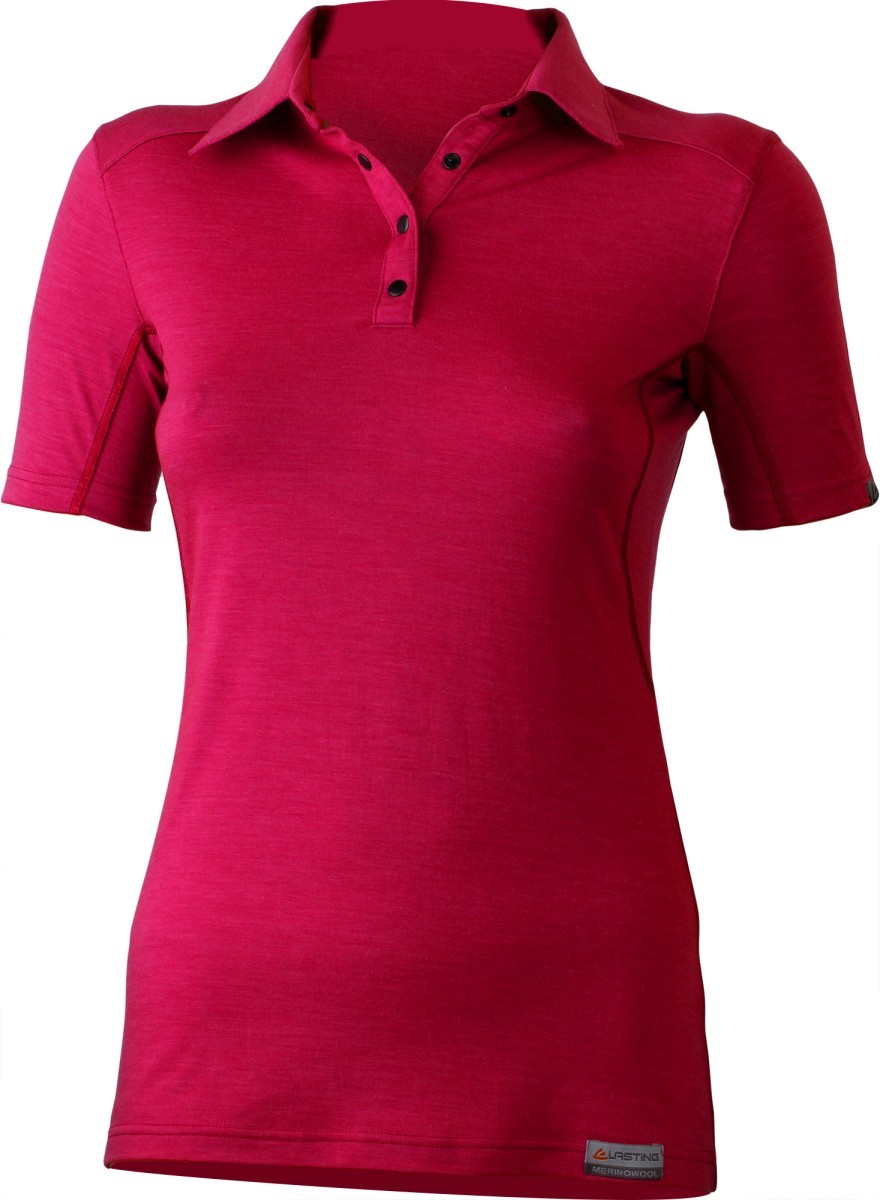 Dámská merino polo košile LASTING Alisa růžová Velikost: S