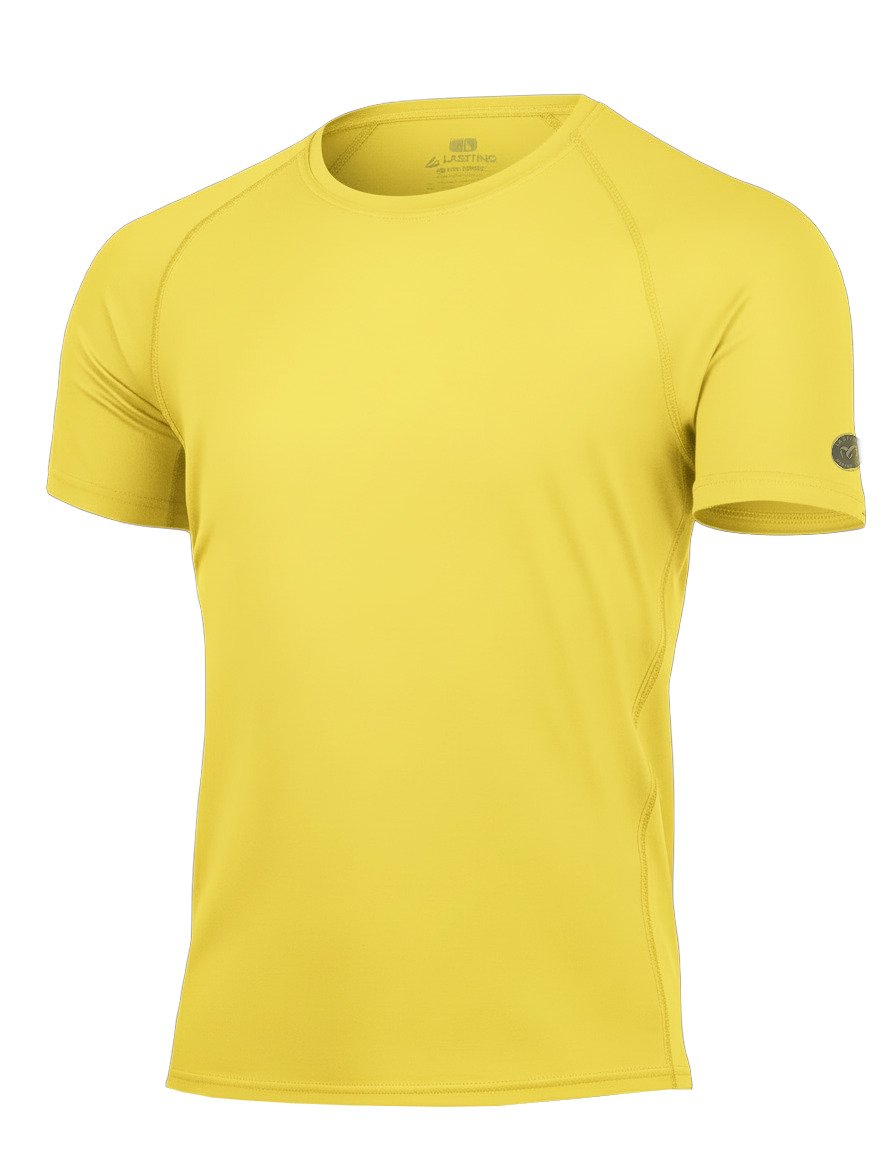 Pánské merino triko LASTING Quido žluté Velikost: XL