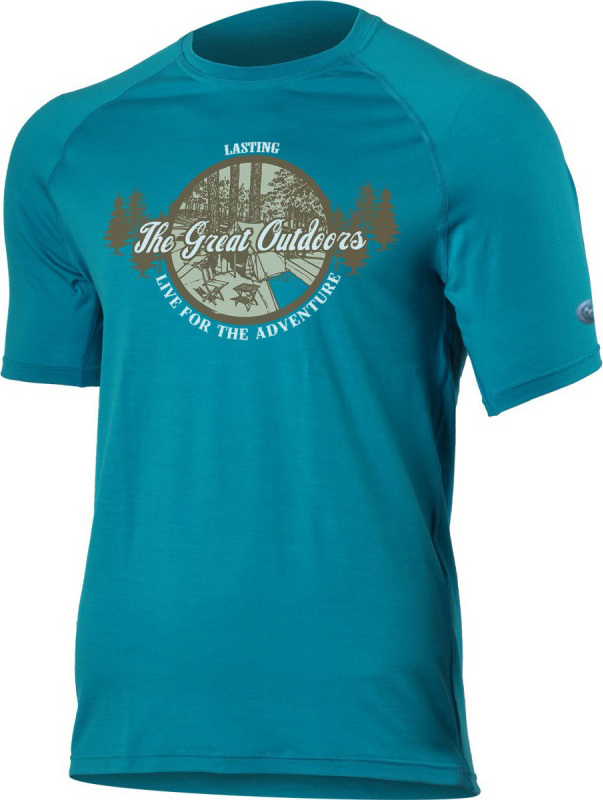 Pánské merino triko LASTING Lucas modré Velikost: XL