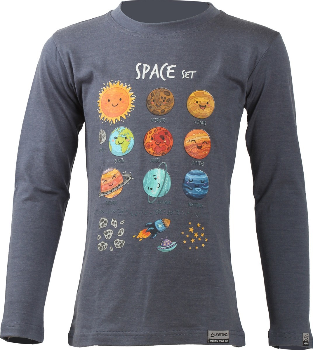 Dětské merino triko LASTING Ave šedé Velikost: 100