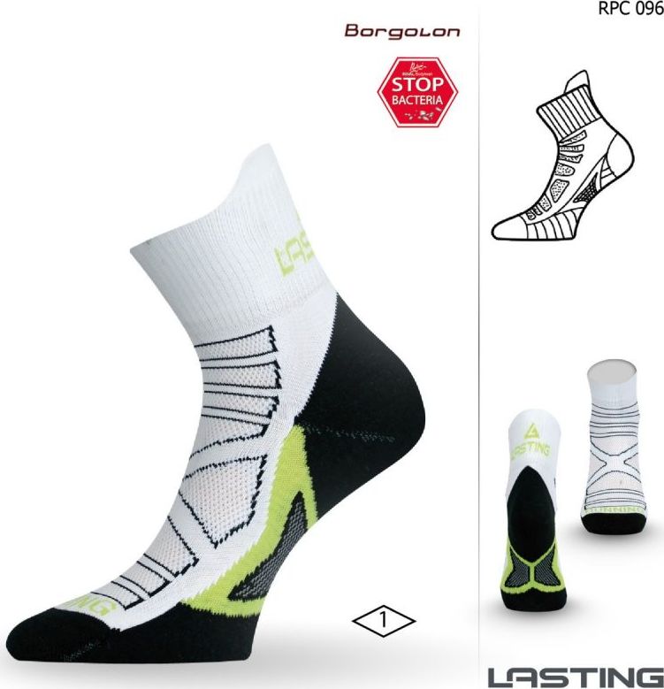 Funkční běžecké ponožky LASTING Rpc bílé Velikost: (34-37) S