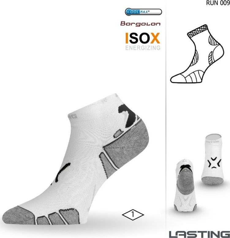 Funkční běžecké ponožky LASTING Run bílé Velikost: (42-45) L