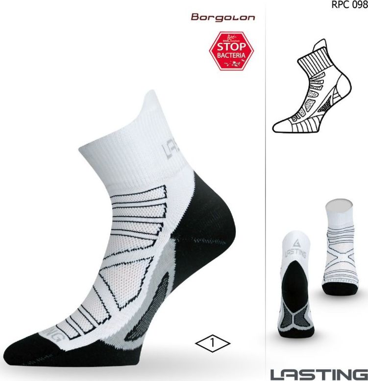 Funkční běžecké ponožky LASTING Rpc bílé Velikost: (42-45) L