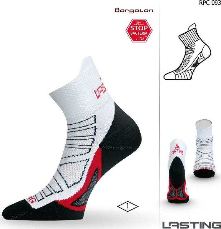 Funkční běžecké ponožky LASTING Rpc bílé Velikost: (38-41) M
