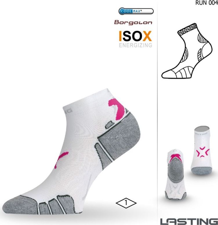 Funkční běžecké ponožky LASTING Run bílé Velikost: (34-37) S