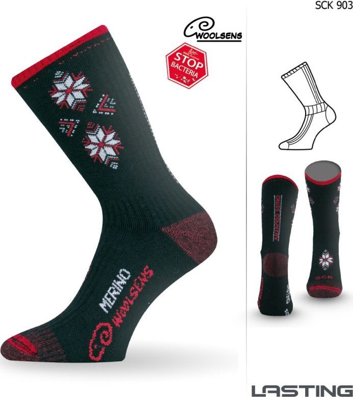 Lyžařské merino ponožky LASTING Sck černé Velikost: (46-49) XL