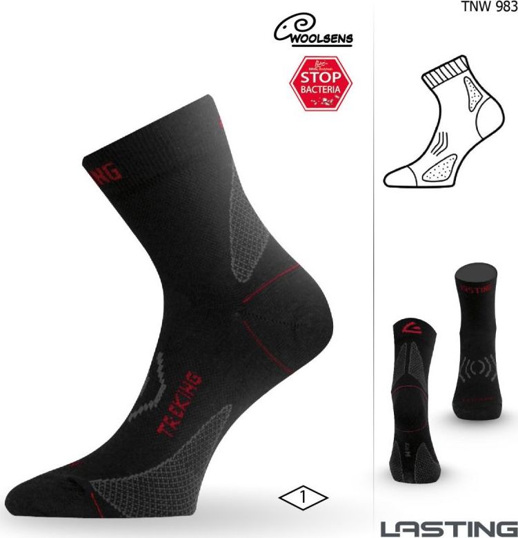 Merino ponožky LASTING Tnw černé Velikost: (42-45) L