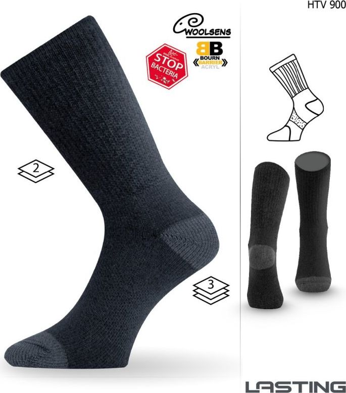Merino ponožky LASTING Htv černé Velikost: (42-45) L