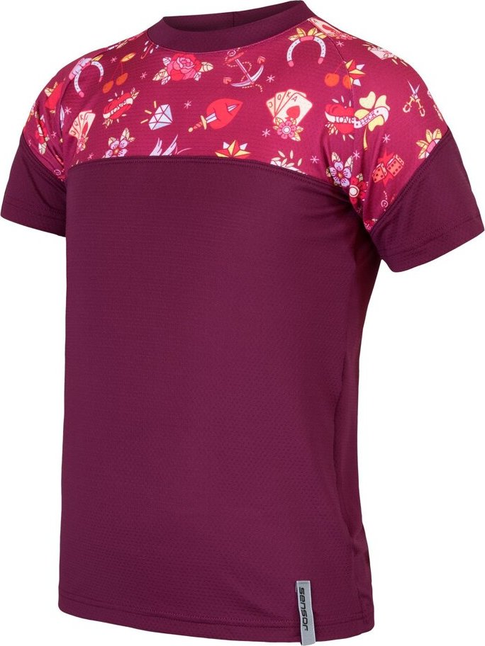 Dětské funkční tričko SENSOR Coolmax impress růžová/girls tattoo Barva: fialová, Velikost: 130
