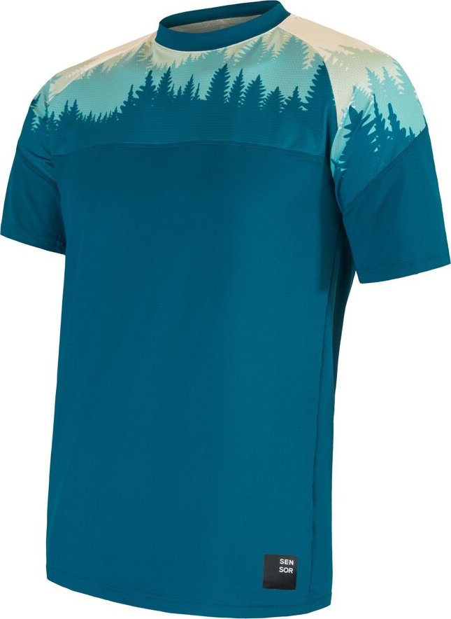 Pánské funkční tričko SENSOR Coolmax impress modrá/trees Velikost: S, Barva: Modrá