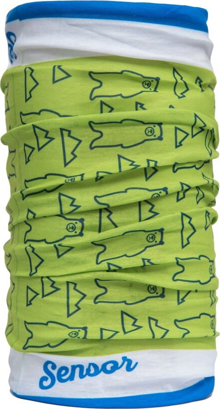 Dětský multifunkční šátek SENSOR Tube bears zelená
