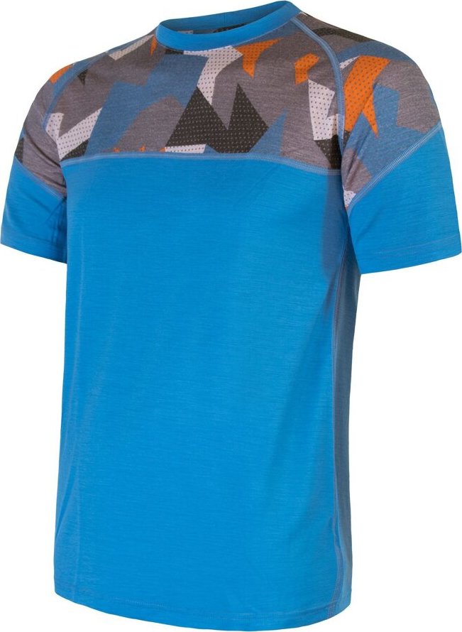 Pánské merino tričko SENSOR Impress modrá/camo Velikost: M, Barva: Modrá