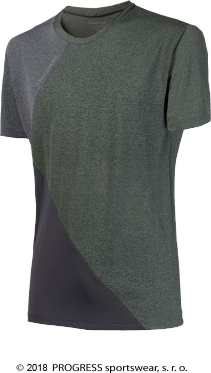 Pánské sportovní tričko PROGRESS Cruiser khaki melír/šedý melír Velikost: XXL