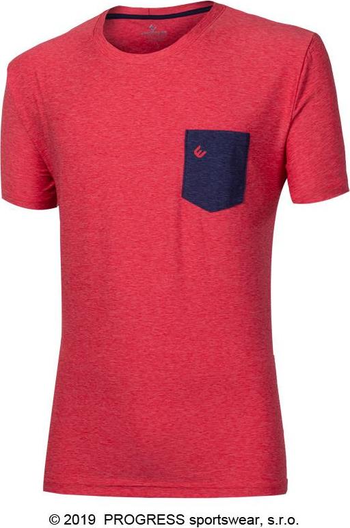 Pánské sportovní triko PROGRESS Mark červený melír Velikost: XL