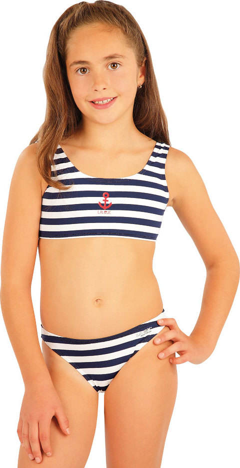 Dívčí plavky kalhotky LITEX bokové bílé/modré Velikost: 128