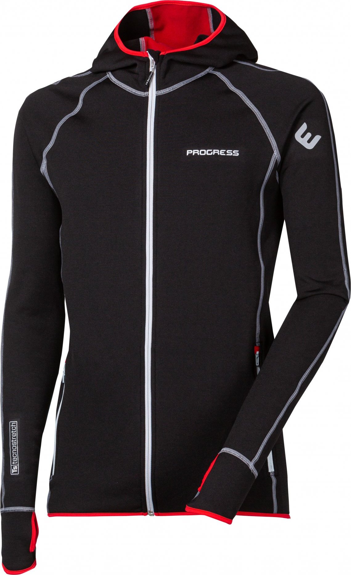 Pánská sportovní mikina PROGRESS Torez Hoody černá/červená Velikost: XL