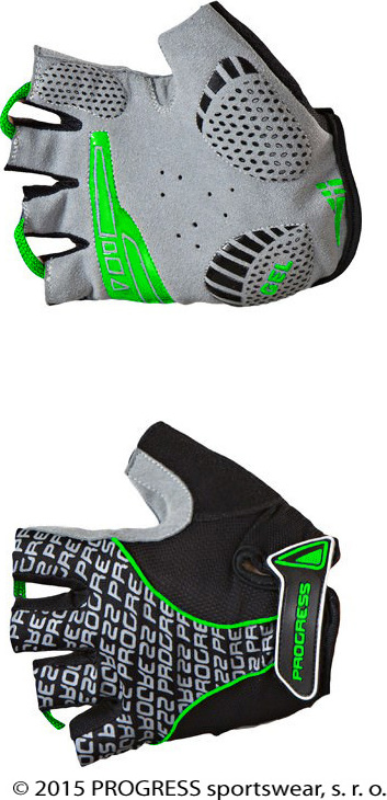 Cyklistické rukavice PROGRESS Pull Mitts černá/zelená Velikost: M