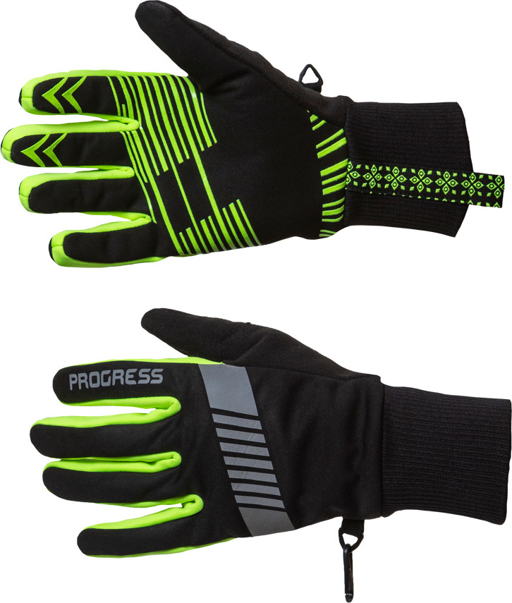 Zimní běžkařské rukavice PROGRESS Snowsport Gloves černá/reflexní žlutá Velikost: L