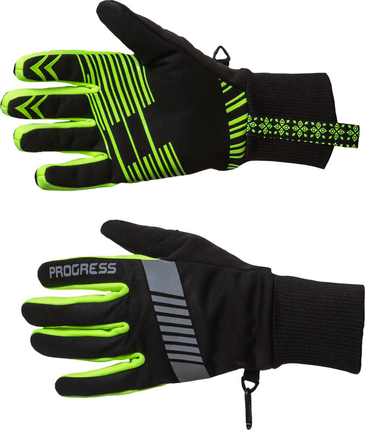 Zimní běžkařské rukavice PROGRESS Snowsport Gloves černá/reflexní žlutá Velikost: XS