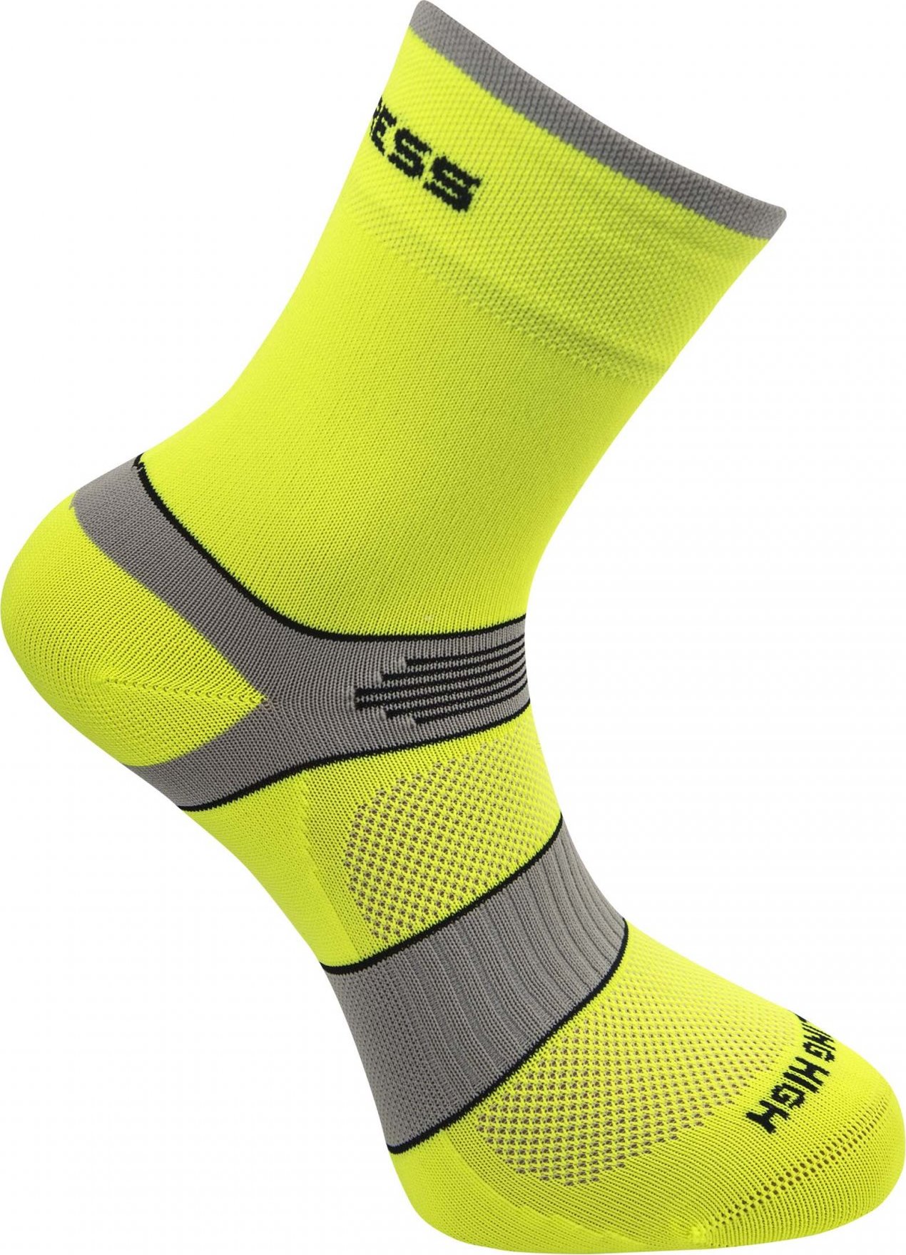 Cyklistické ponožky PROGRESS Cycling High Sox neon žlutá/šedá Velikost: 35-38