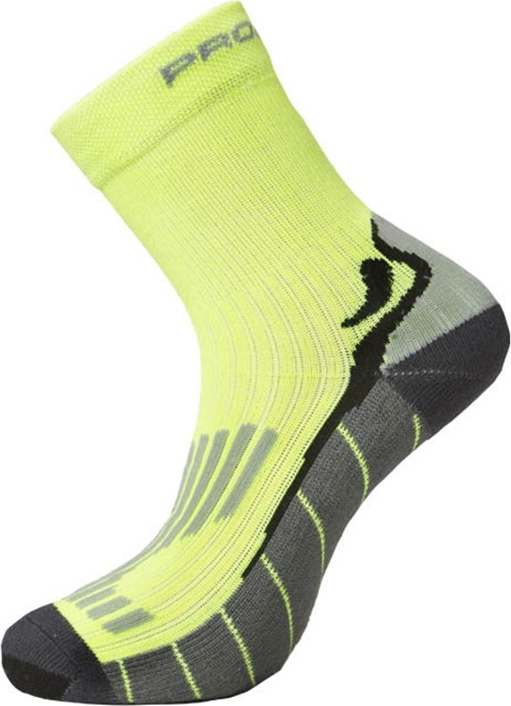 Vysoké běžecké ponožky PROGRESS Running High Sox reflexní žlutá/šedá Velikost: 39-42