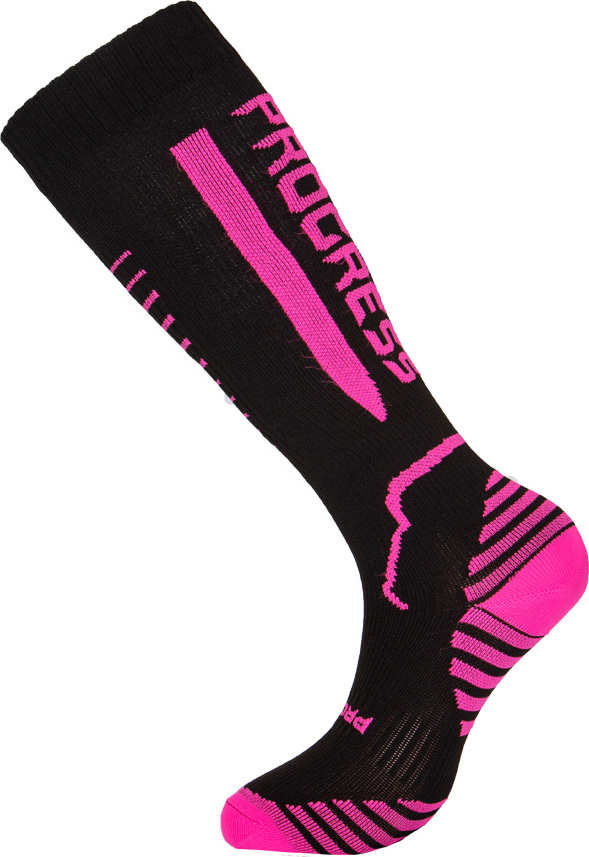 Kompresní podkolenky PROGRESS Compression Sox černá/neon růžová Velikost: 45-47