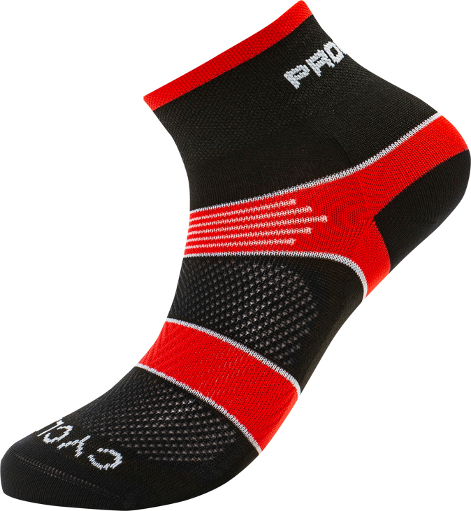 Cyklistické ponožky PROGRESS Cycling černá/červená Velikost: 35-38