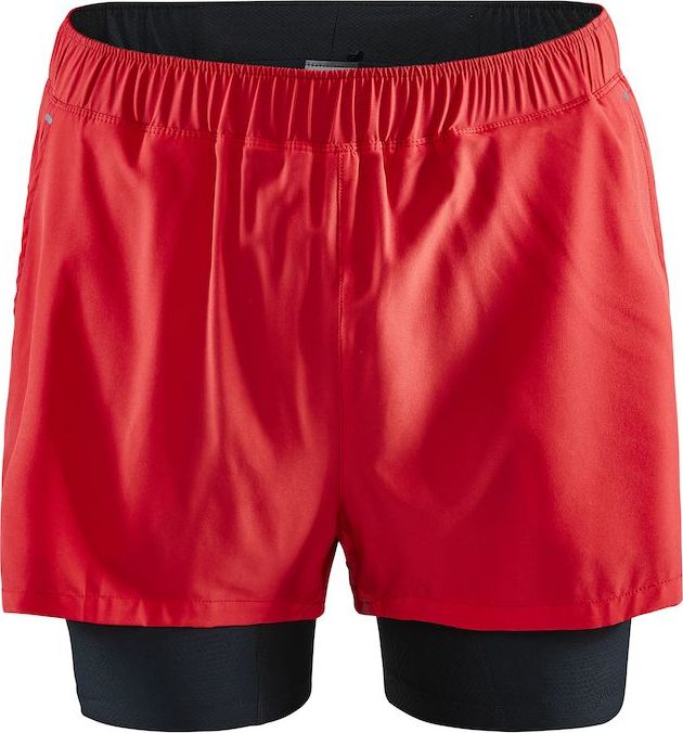 Pánské běžecké šortky CRAFT Adv Essence 2v1 červené Velikost: S
