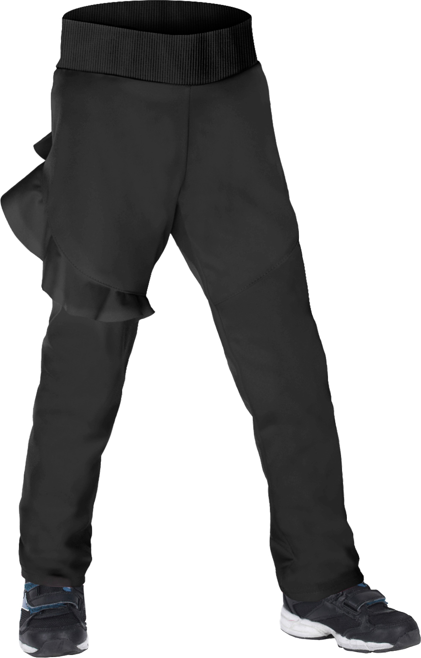 Dětské softshellové kalhoty s fleecem UNUO Fantasy pružné, Černá Velikost: 146/152