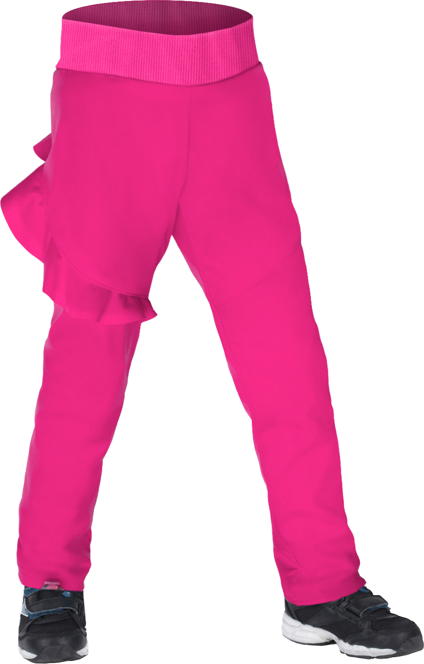 Dětské softshellové kalhoty s fleecem UNUO Fantasy pružné, Fuchsiová Velikost: 128/134