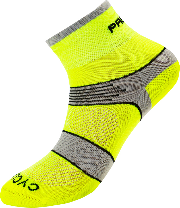 Cyklistické ponožky PROGRESS Cycling reflexní žlutá/šedá Velikost: 35-38