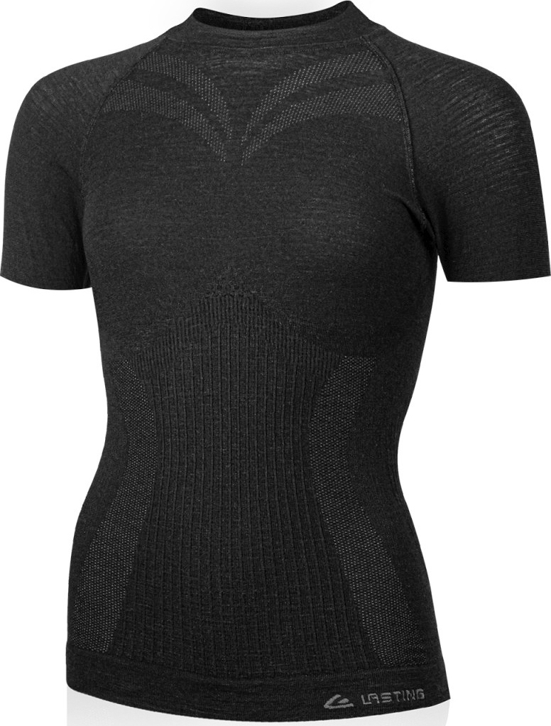 Dámské merino triko LASTING Malba černé Velikost: L/XL