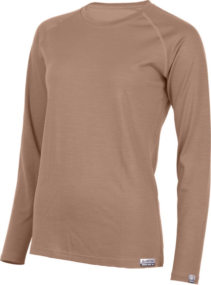 Dámské merino triko LASTING Atila hnědé Velikost: L
