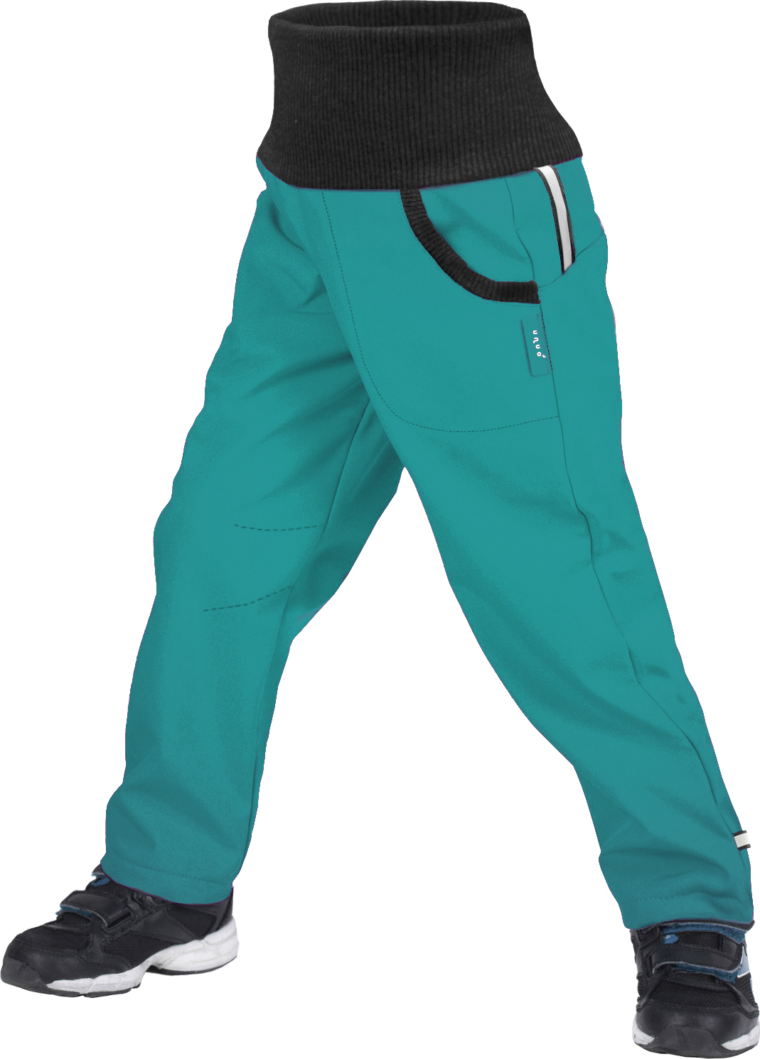 Dětské softshellové kalhoty s fleecem UNUO Street, Sv. Smaragdová Velikost: 98/104