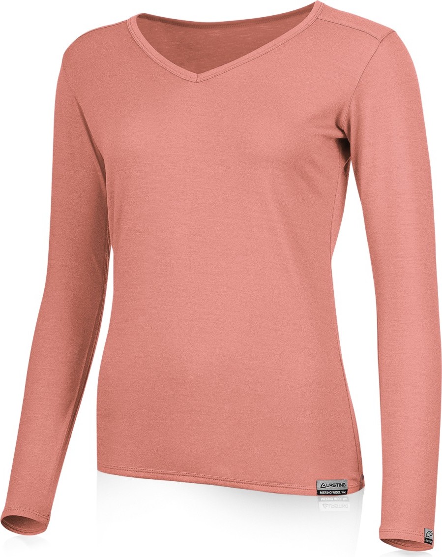 Dámské merino triko LASTING Eva lososová Velikost: L