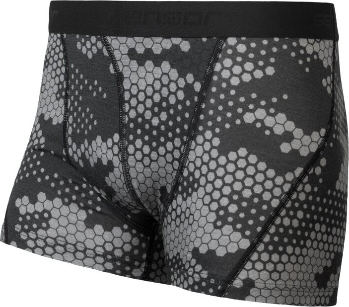 Pánské merino boxerky SENSOR Impress černá/honeycomb Velikost: XL, Barva: černá