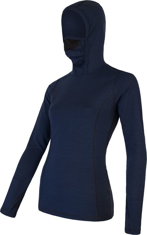 Dámské termo tričko s kapucí SENSOR Merino Df deep blue Velikost: XL, Barva: Modrá
