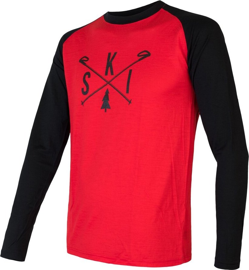 Pánské merino tričko SENSOR Active Pt Ski červená/černá Velikost: XXL, Barva: červená