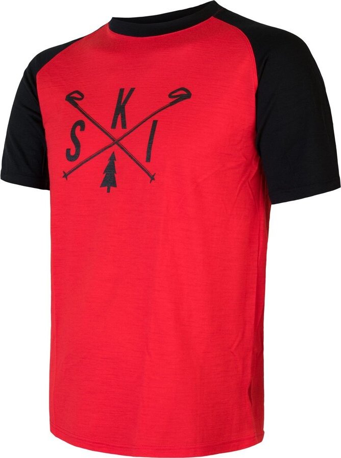 Pánské funkční tričko SENSOR Merino Active Pt Ski červená/černá Velikost: S, Barva: červená