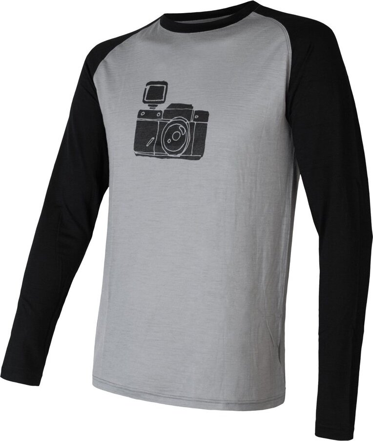 Pánské merino tričko SENSOR Active Pt Camera šedá/černá Velikost: S, Barva: šedá