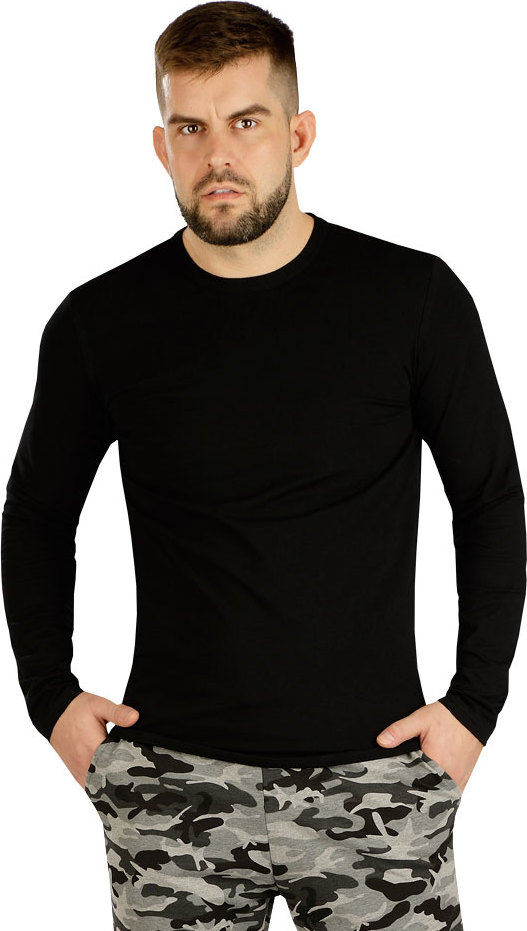 Pánské triko LITEX s dlouhým rukávem černé Velikost: XXL, Barva: černá