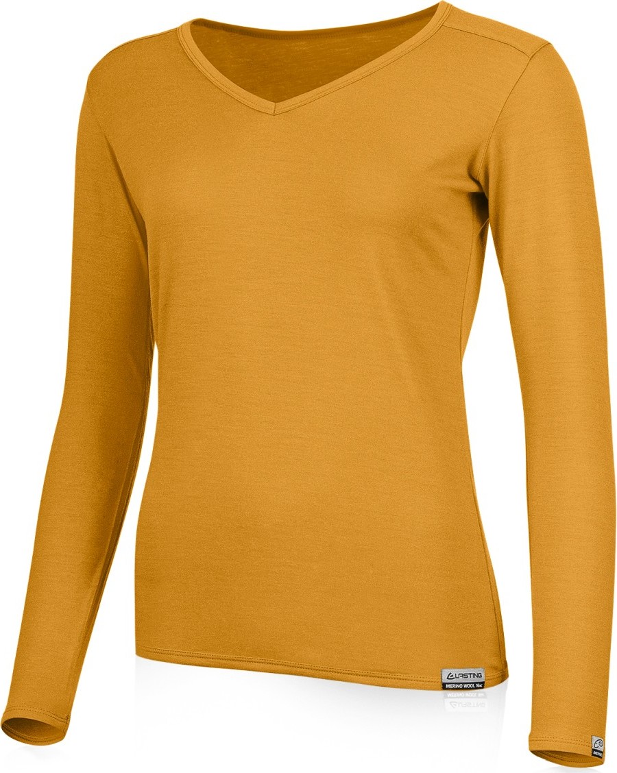 Dámské merino triko LASTING Eva hořčicová Velikost: L
