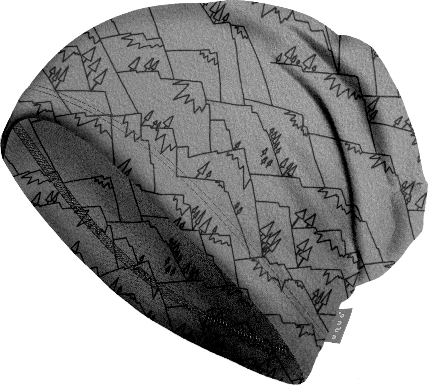 Dětská fleecová čepice UNUO spadená, Hory Velikost: S (45 - 48 cm)