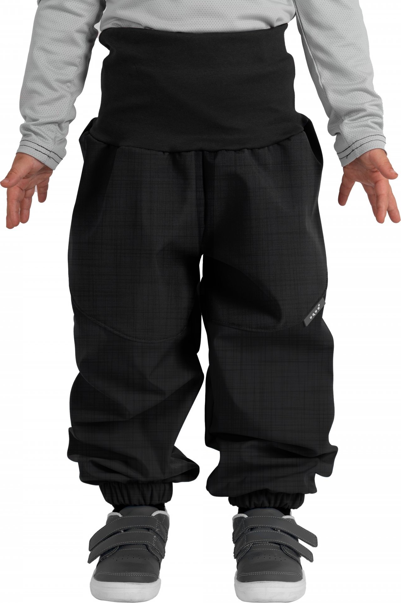 Batolecí softshellové oteplovačky UNUO LIght se sherpou, Černá Žíhaná Velikost: 80/86