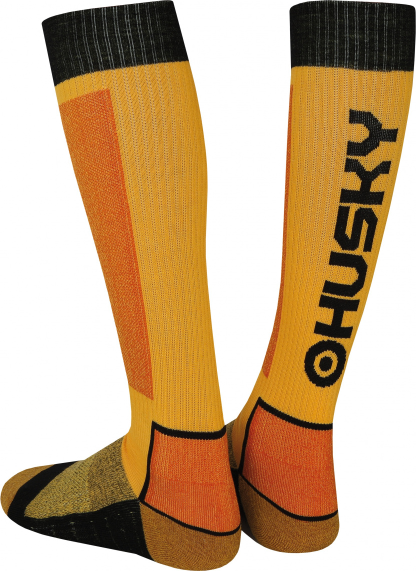 Lyžařské ponožky HUSKY Snow Wool žlutá/černá Velikost: L (41-44)